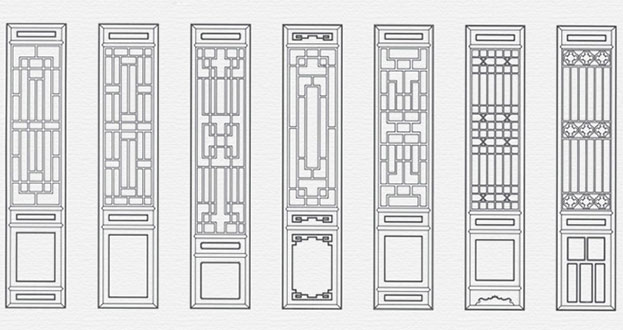 岢岚常用中式仿古花窗图案隔断设计图